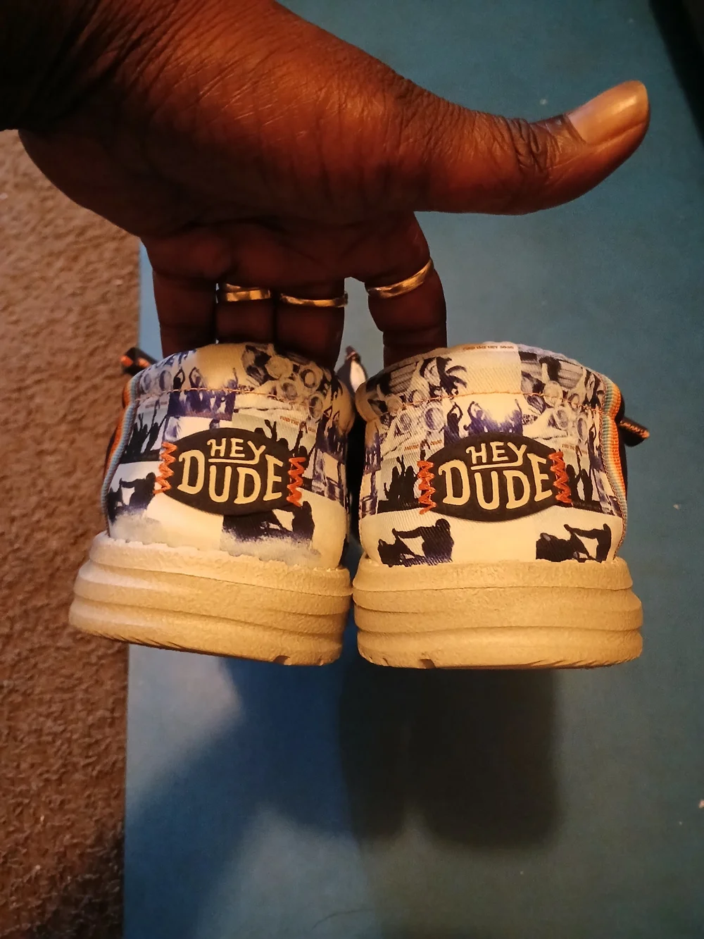 Hey Dude Navy Canvas Slip-Ons with Orange Laces Wally Only One Once Size 15